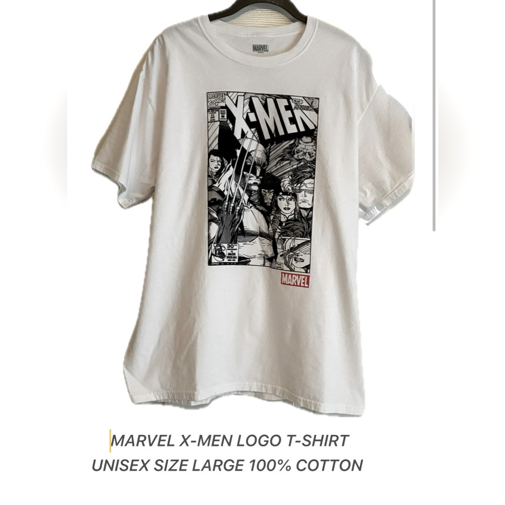 Marvel White X-Men Short Sleeve Tee Unisex Large 21” pit to pit